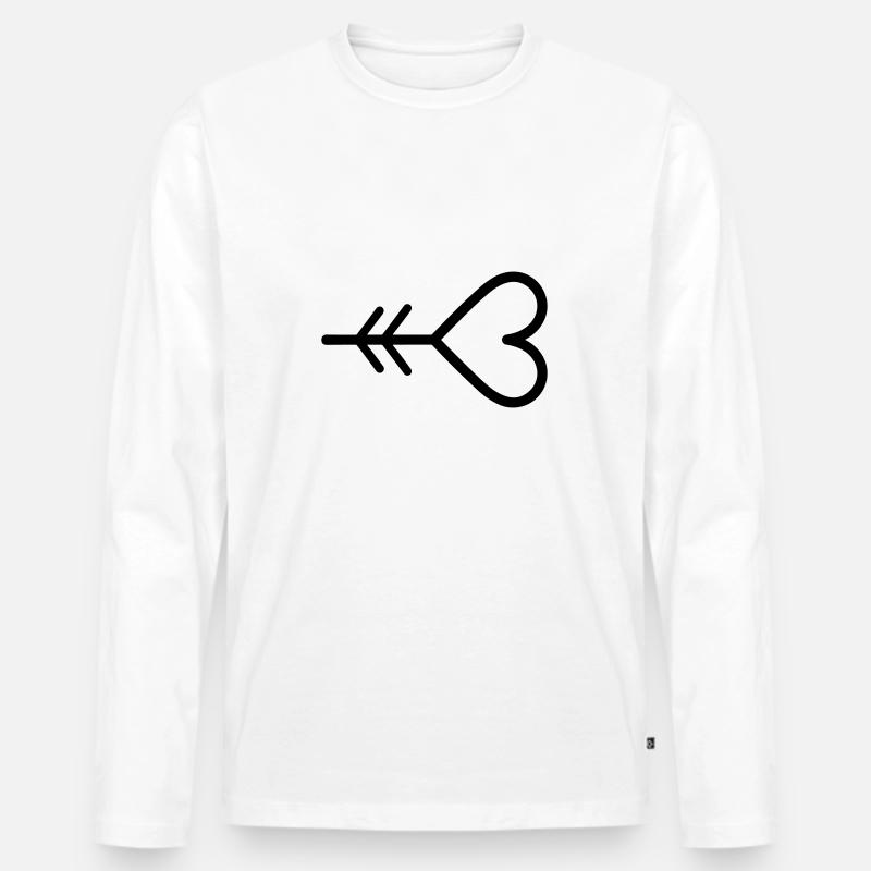 Herz-Pfeil - Männer Premium Bio Langarmshirt - Weiß