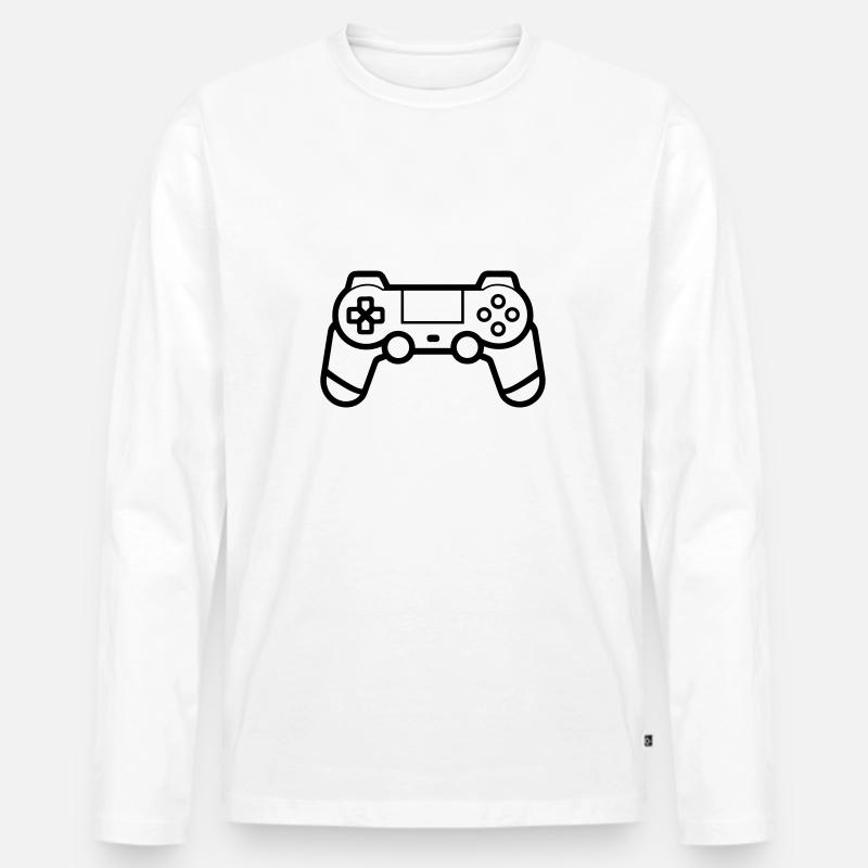Videospiel-Controller - Männer Premium Bio Langarmshirt - Weiß