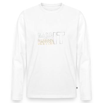Réalisez vos objectifs - T-shirt manches longues Premium bio Homme - blanc - Devant - Nico (187cm)