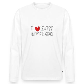 J’aime mon copain - T-shirt manches longues Premium bio Homme - blanc - Devant - Nico (187cm)