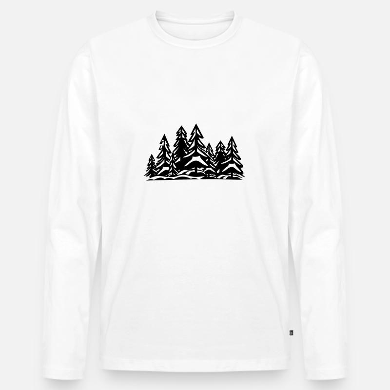 Wald Bäume - Männer Premium Bio Langarmshirt - Weiß