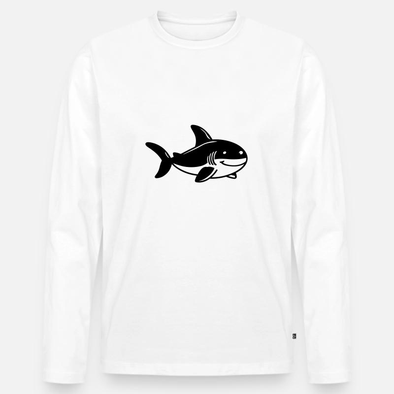 Hai - Männer Premium Bio Langarmshirt - Weiß