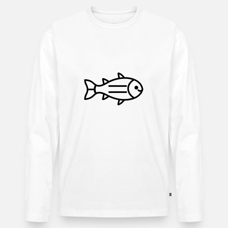 Fisch - Männer Premium Bio Langarmshirt - Weiß