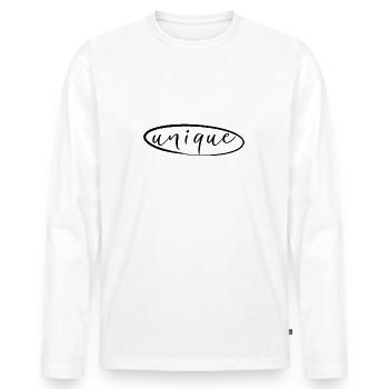 unique - Männer Premium Bio Langarmshirt - Weiß - Vorne - Nico (187cm)
