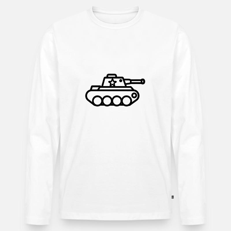 Panzer - Männer Premium Bio Langarmshirt - Weiß
