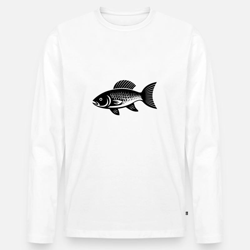 Kleiner Karpfenfisch - Männer Premium Bio Langarmshirt - Weiß