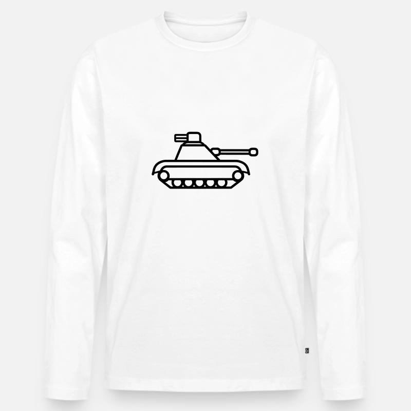 Panzer - Männer Premium Bio Langarmshirt - Weiß