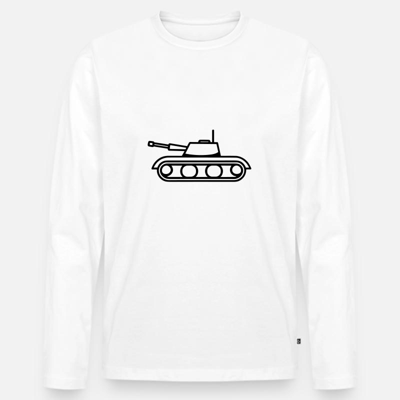 Panzer - Männer Premium Bio Langarmshirt - Weiß