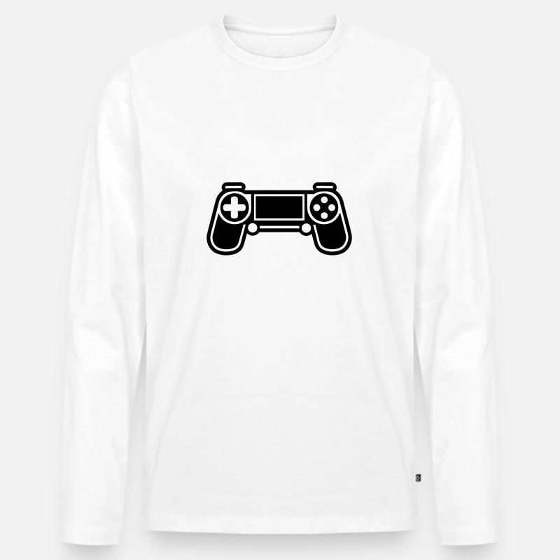 Videospiel-Controller - Männer Premium Bio Langarmshirt - Weiß