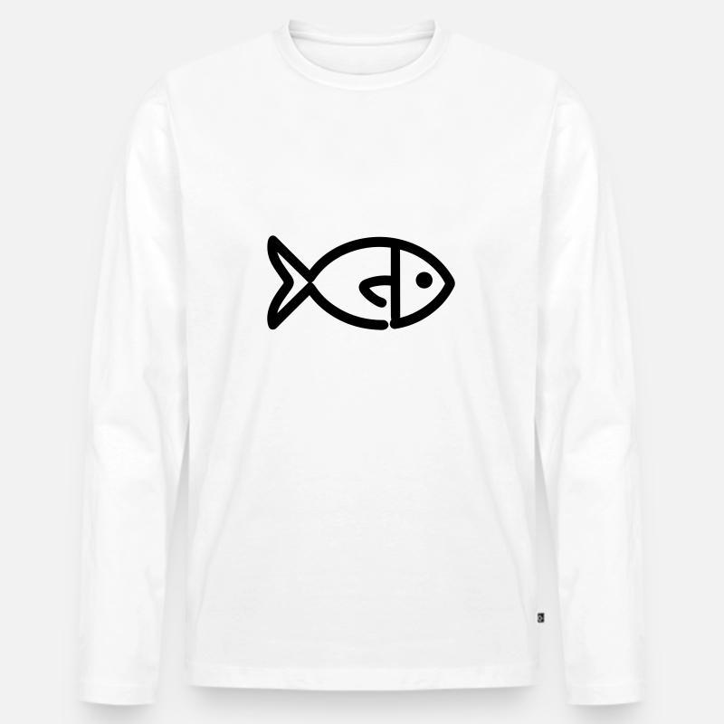 Fisch - Männer Premium Bio Langarmshirt - Weiß