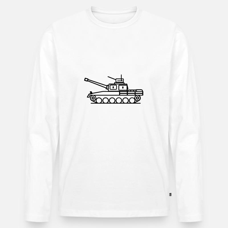 Panzer - Männer Premium Bio Langarmshirt - Weiß