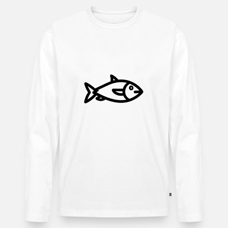Fisch - Männer Premium Bio Langarmshirt - Weiß
