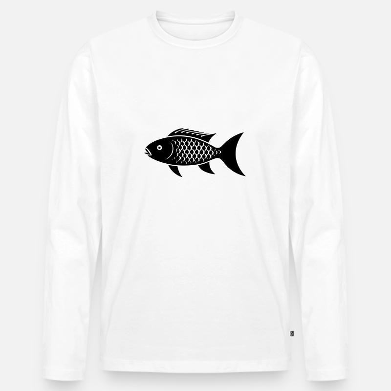 Kleiner Karpfenfisch - Männer Premium Bio Langarmshirt - Weiß