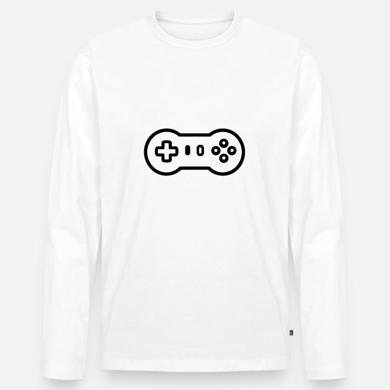 Videospiel-Controller - Männer Premium Bio Langarmshirt - Weiß