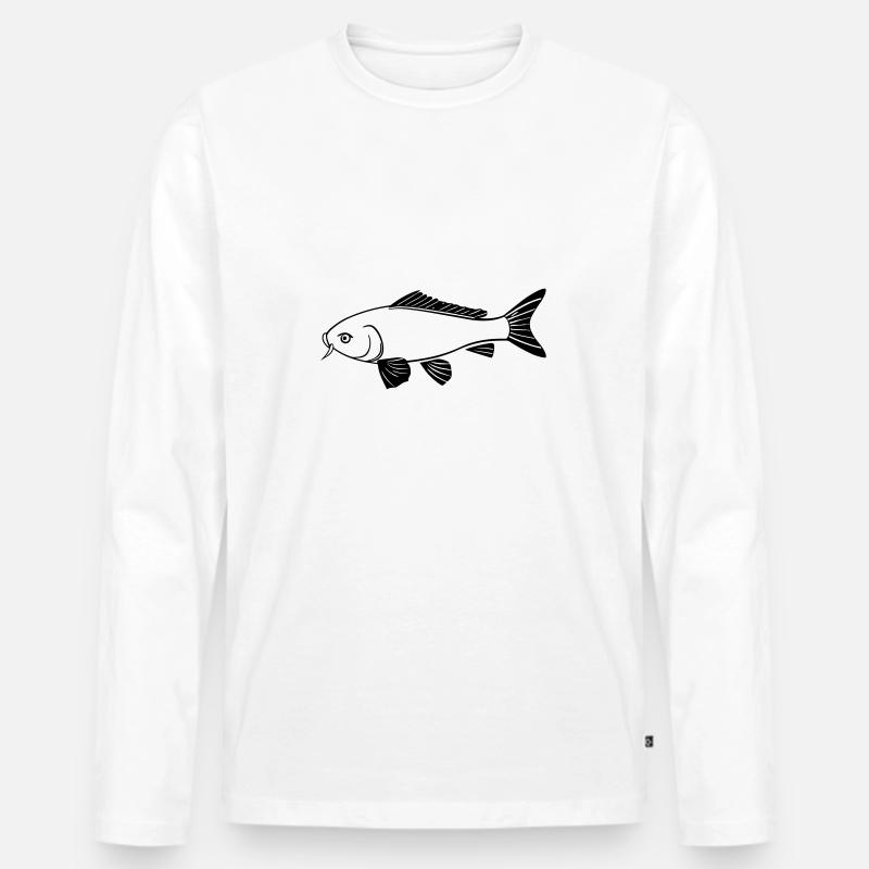 Fisch - Männer Premium Bio Langarmshirt - Weiß
