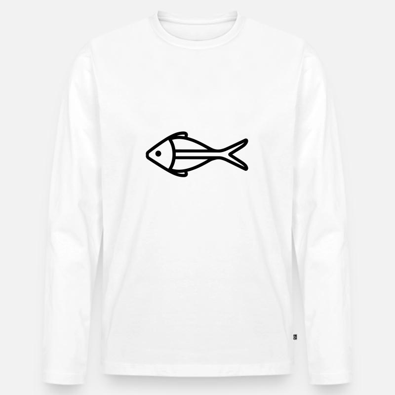 Fisch - Männer Premium Bio Langarmshirt - Weiß