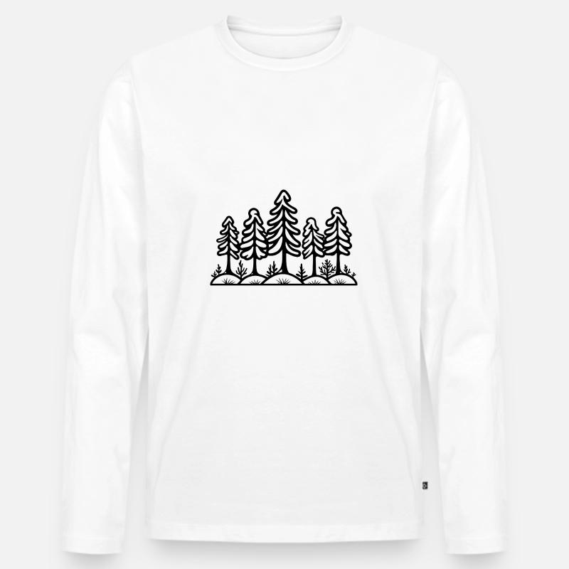 Wald Bäume - Männer Premium Bio Langarmshirt - Weiß