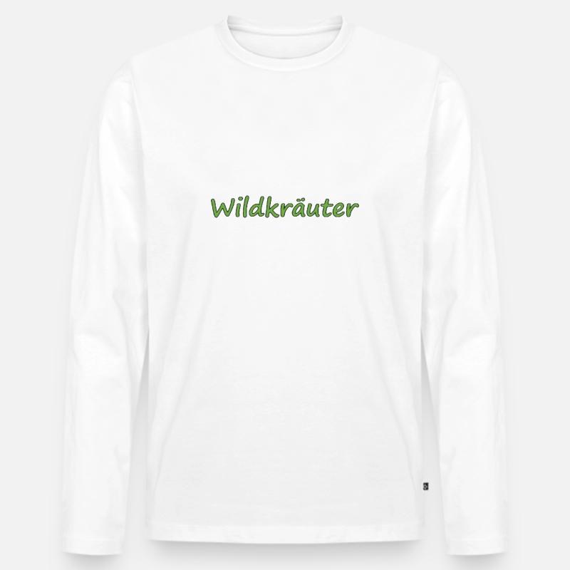 Wildkräuter - Männer Premium Bio Langarmshirt - Weiß