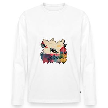 Parkour en ville – Saut acrobatique urbain - T-shirt manches longues Premium bio Homme - blanc - Devant - Nico (187cm)