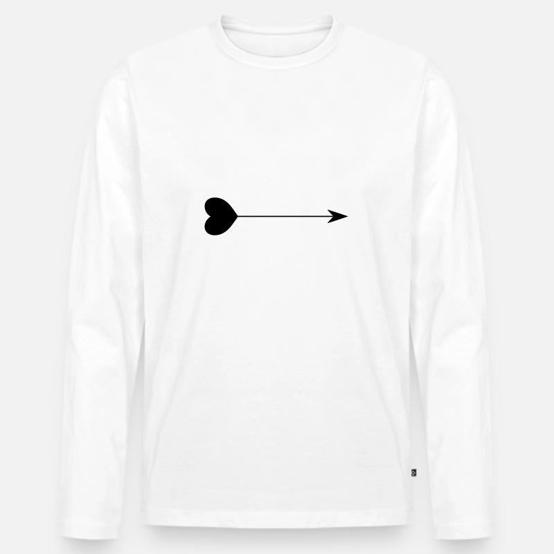 Herz-Pfeil - Männer Premium Bio Langarmshirt - Weiß