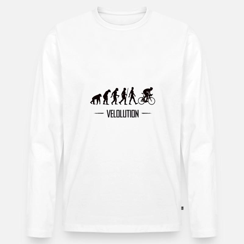 Velolution Radfahrer Evolution Fahrrad - Männer Premium Bio Langarmshirt - Weiß