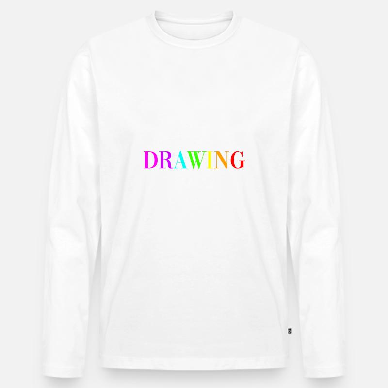 Drawing - Männer Premium Bio Langarmshirt - Weiß
