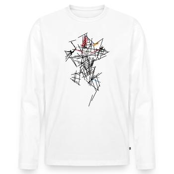 Abstract - Men's Premium Organic Long Sleeve Shirt - white - Front - Nico (187cm)