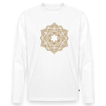 Mandala Bouddhisme Yoga Yogi Zen Om Méditation - T-shirt manches longues Premium bio Homme - blanc - Devant - Nico (187cm)