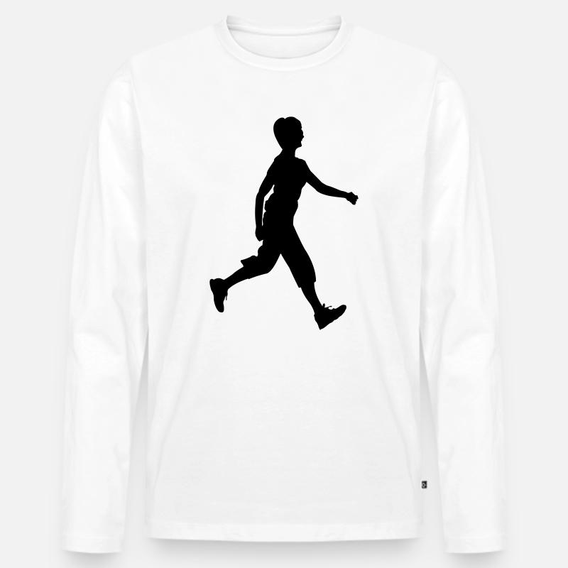 Walker Schattenfigur Logo - Männer Premium Bio Langarmshirt - Weiß