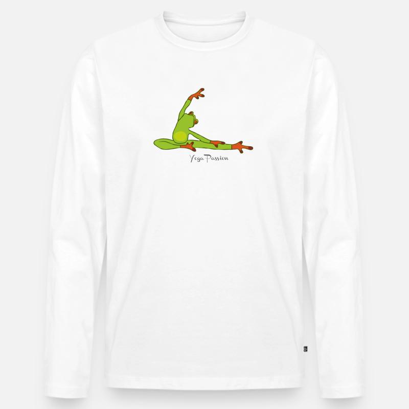 Frosch-Yoga Leidenschaft - Männer Premium Bio Langarmshirt - Weiß