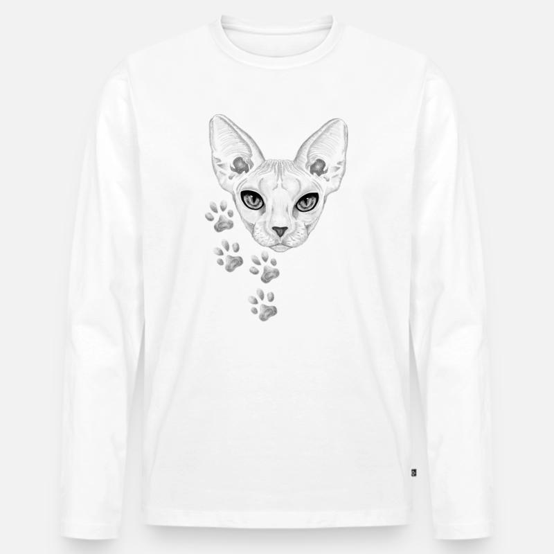 Cat - Männer Premium Bio Langarmshirt - Weiß