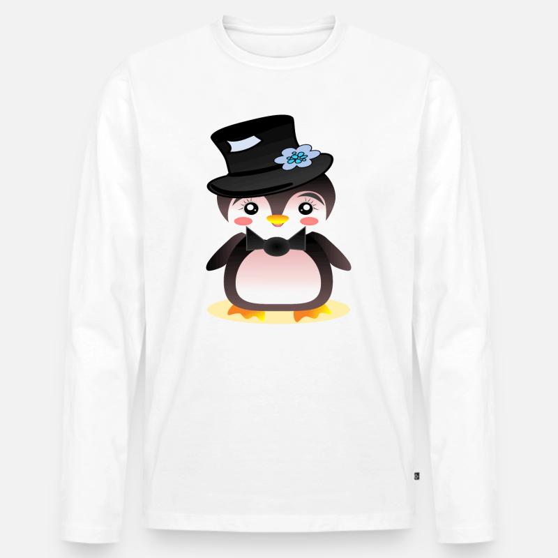Pinguin Bräutigam - KINDER - Männer Premium Bio Langarmshirt - Weiß
