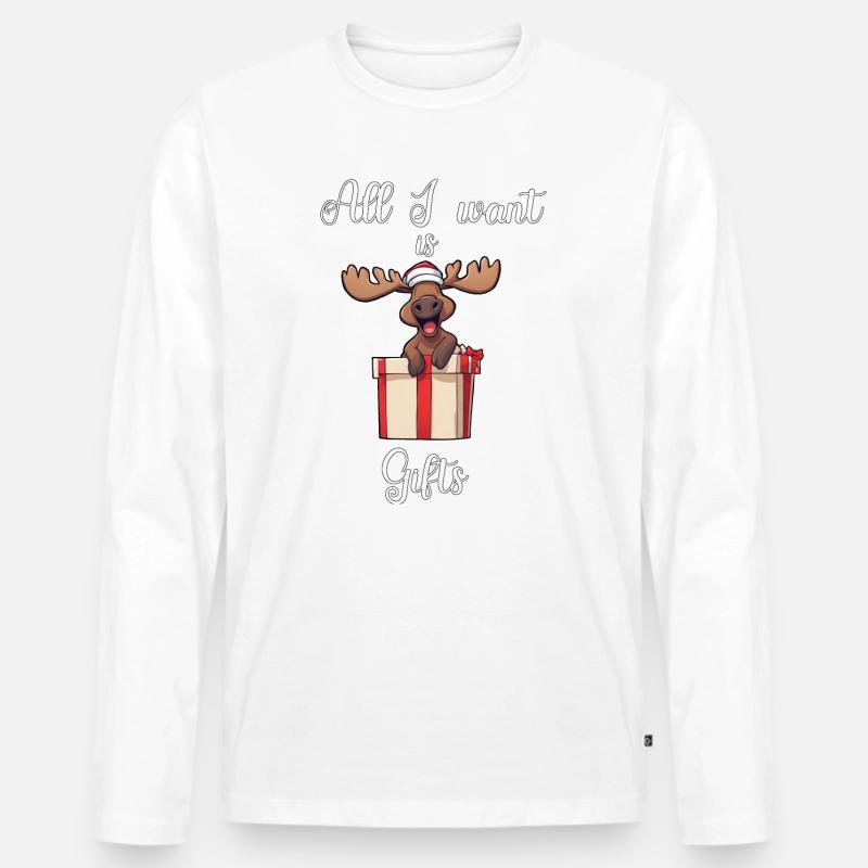 Christmas Deer #2 - Männer Premium Bio Langarmshirt - Weiß