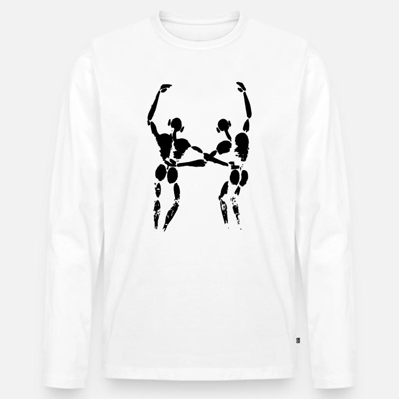 Zwei Freunde - Männer Premium Bio Langarmshirt - Weiß