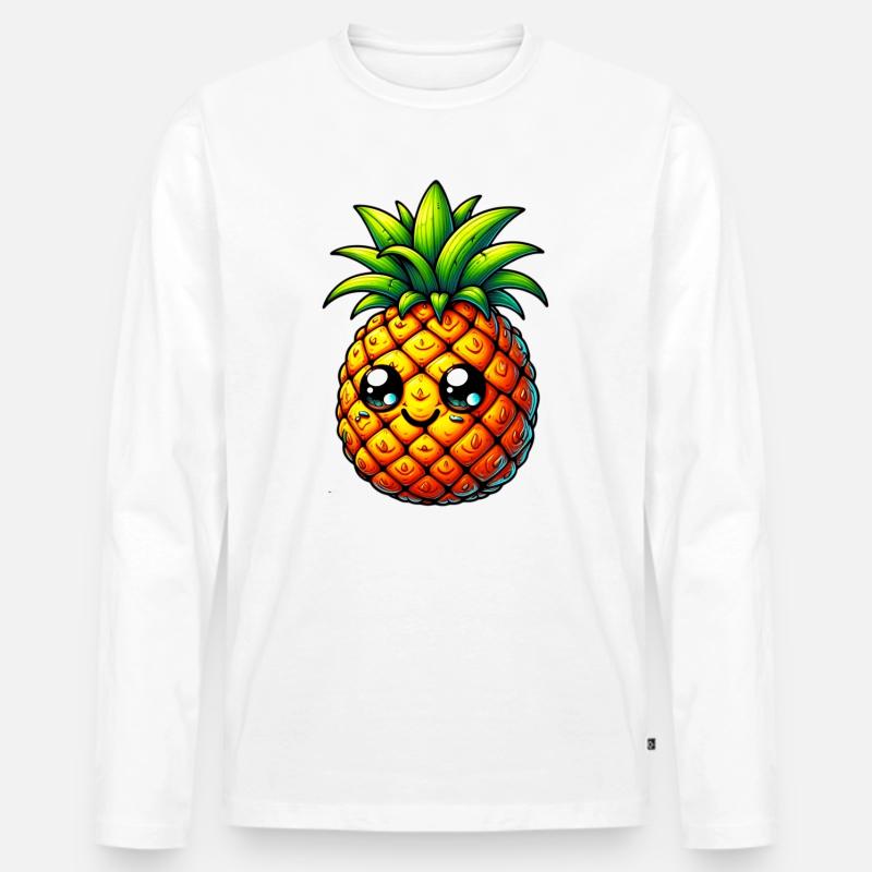 Ananas - Männer Premium Bio Langarmshirt - Weiß