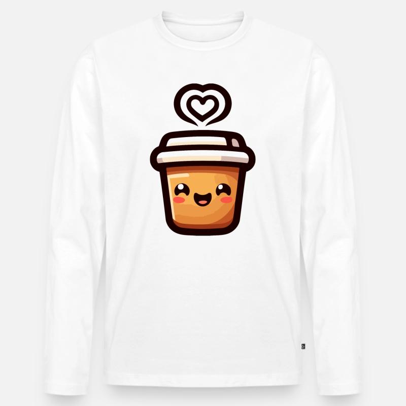 Caffeine Cutie: The Joyful Java Men's Premium Organic Long Sleeve Shirt