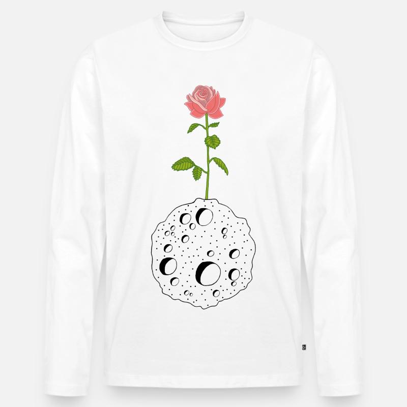 Die Blume und der schwarze Planet - Männer Premium Bio Langarmshirt - Weiß