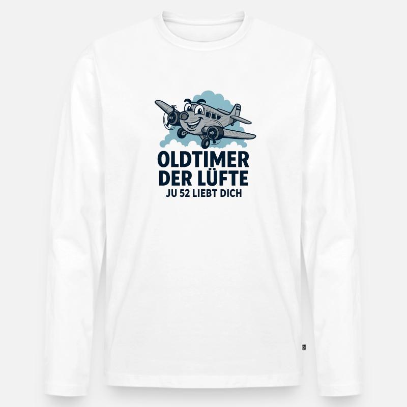 Oldtimer der Lüfte Ju52 - Männer Premium Bio Langarmshirt - Weiß