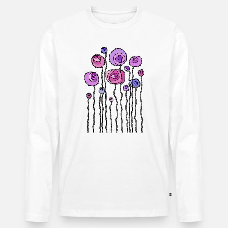 Blumen - Männer Premium Bio Langarmshirt - Weiß