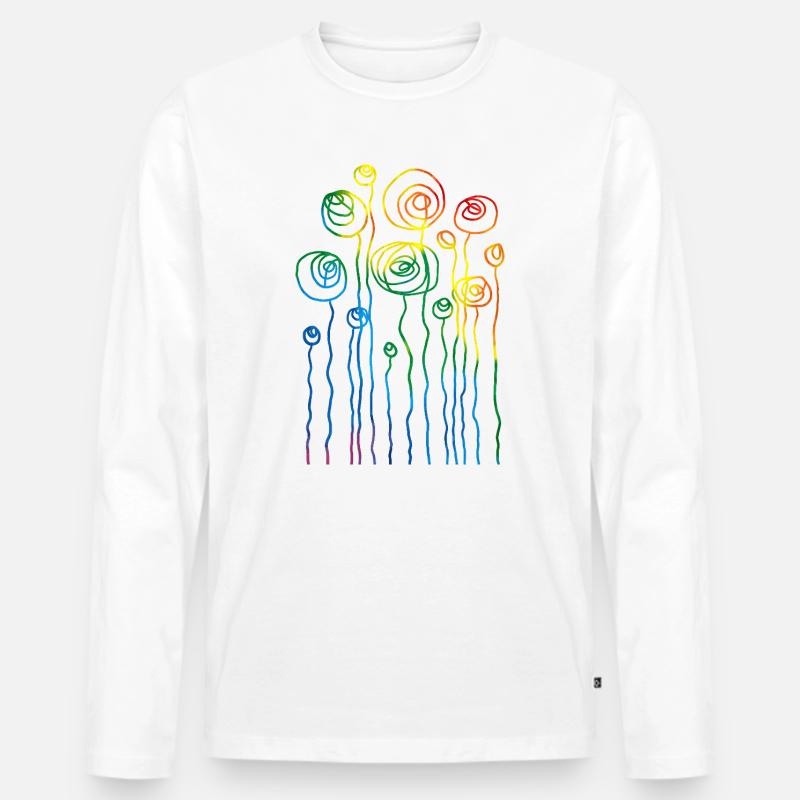 Blumen - Männer Premium Bio Langarmshirt - Weiß