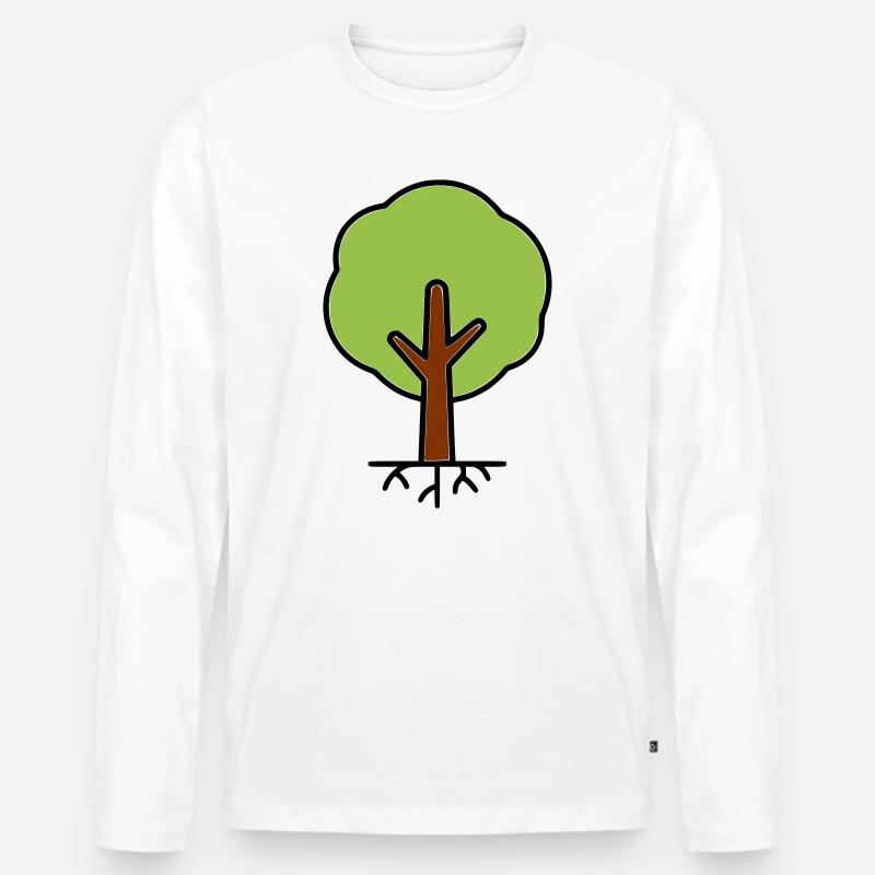 Baum Silhouette Grün Cartoon - Männer Premium Bio Langarmshirt - Weiß