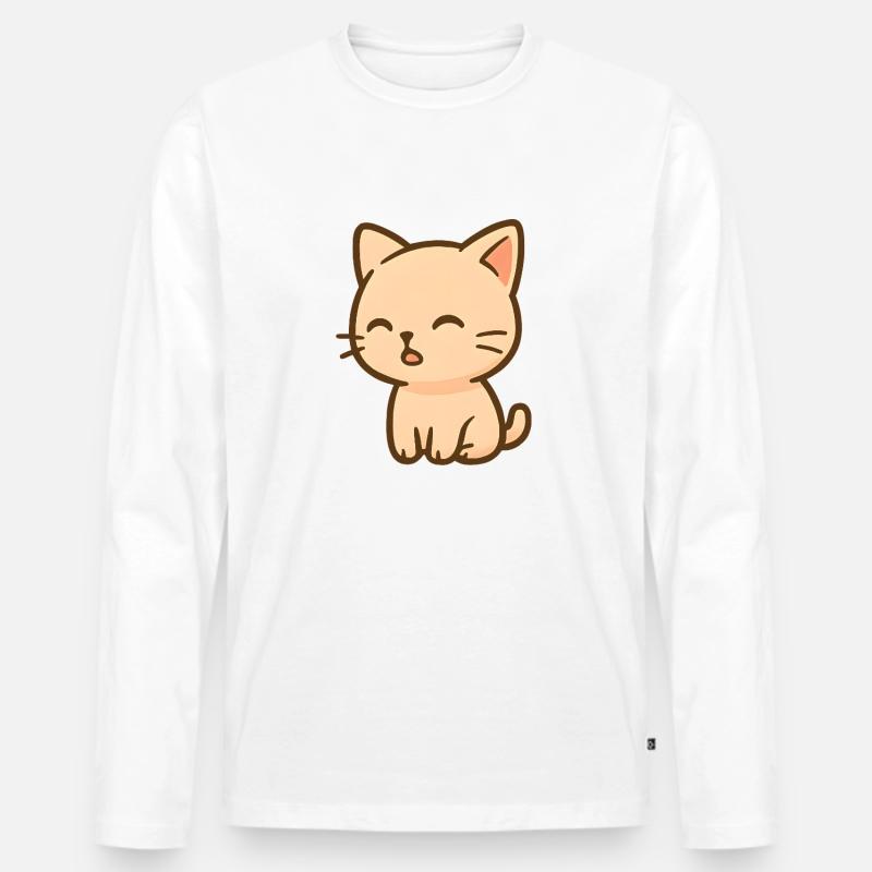 Süßes Kätzchen Kawaii - Männer Premium Bio Langarmshirt - Weiß