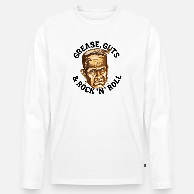 Gomina, Eingeweide & Rock... - Männer Premium Bio Langarmshirt - Weiß