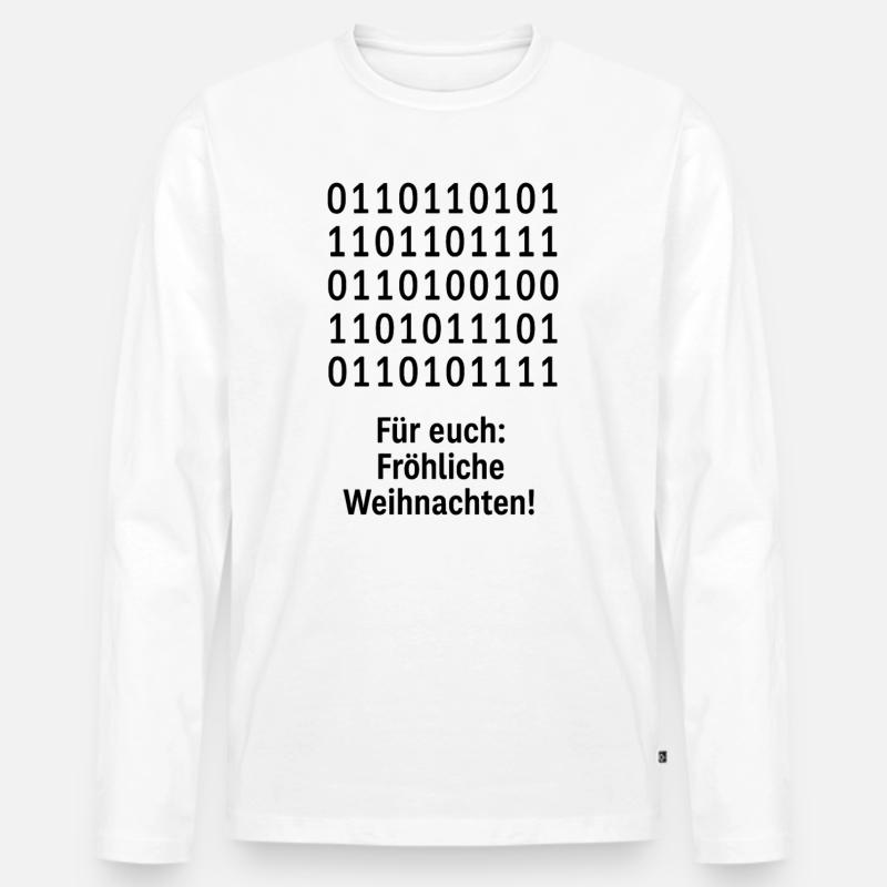 Modèle binaire de code de Noël - T-shirt manches longues Premium bio Homme - blanc