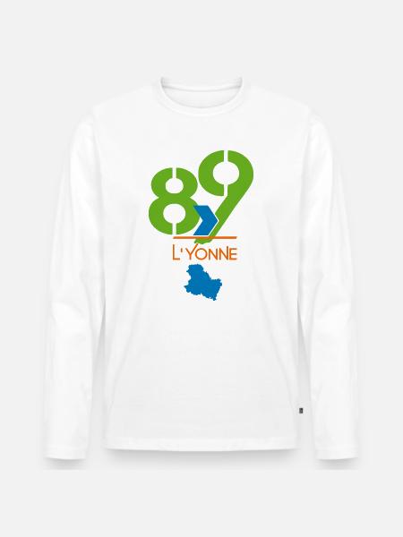 Logo 89 L'Yonne - Männer Premium Bio Langarmshirt - Weiß