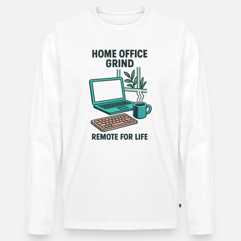 Design Homeoffice Grind-Setup Telearbeit Leise - Männer Premium Bio Langarmshirt - Weiß