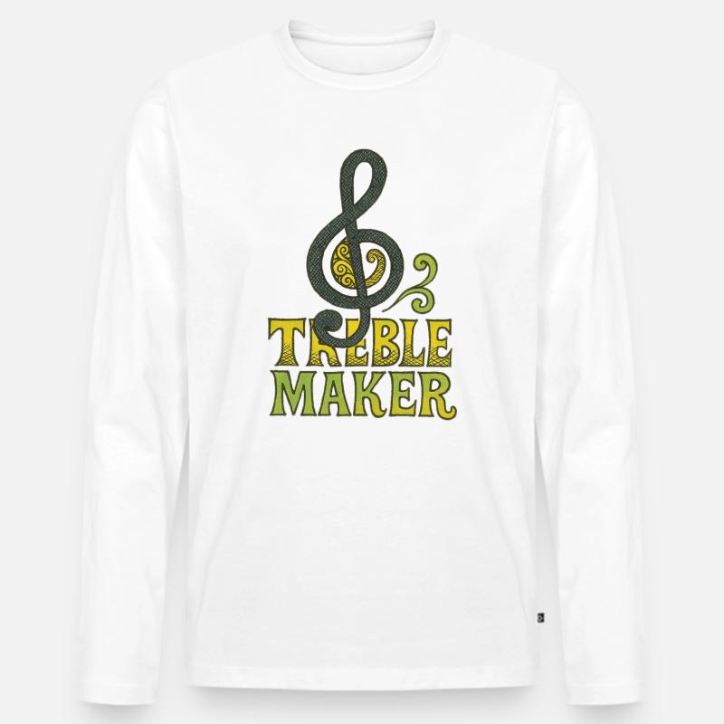 Treble Maker Logo Tee - Männer Premium Bio Langarmshirt - Weiß