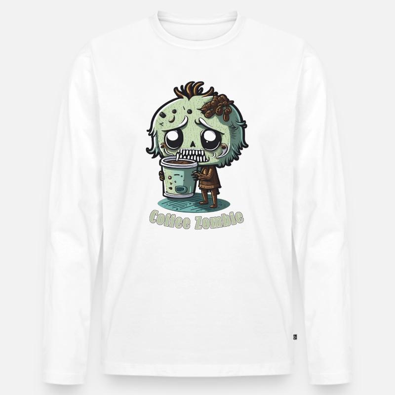 Kaffeemonster  - Koffein Zombie - Morgenmuffel - Männer Premium Bio Langarmshirt - Weiß