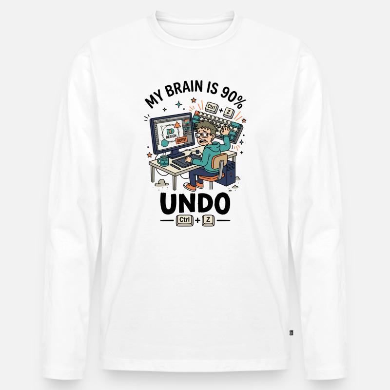 Designer Ctrl Z Panic Humor - Männer Premium Bio Langarmshirt - Weiß