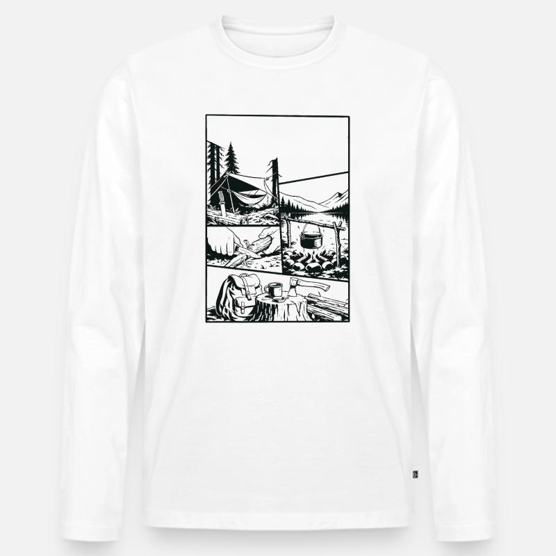 Wild Genug Camping Abenteuer - Männer Premium Bio Langarmshirt - Weiß